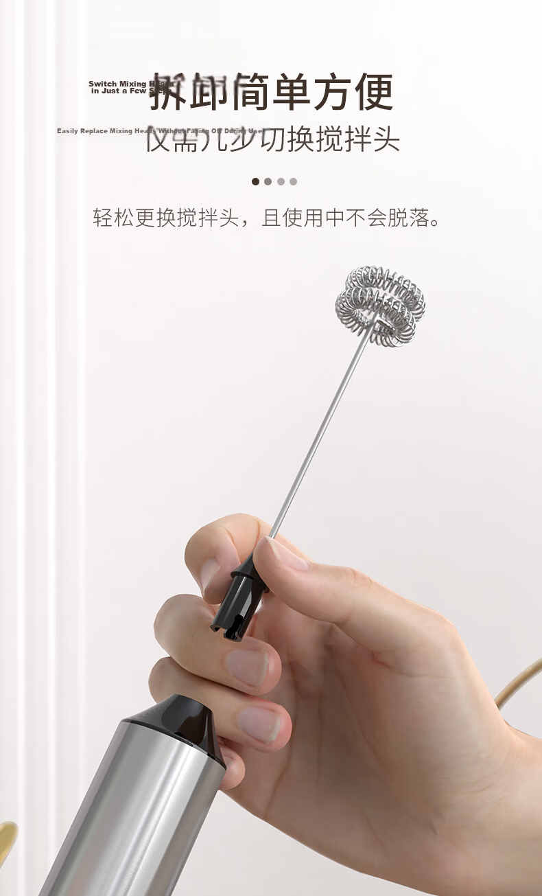 CLITON Rechargeable Electric Coffee Milk Frother Whisk Mixer Stick Milk Foam Maker 9