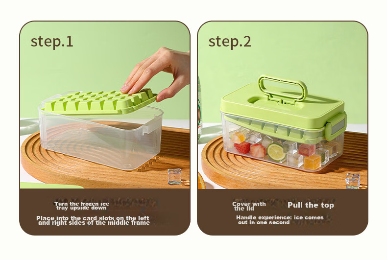 Baijie Food-Grade Ice Cube Mold Tray, 3-Layer 84-Cavity Ice Cube Maker Box 8