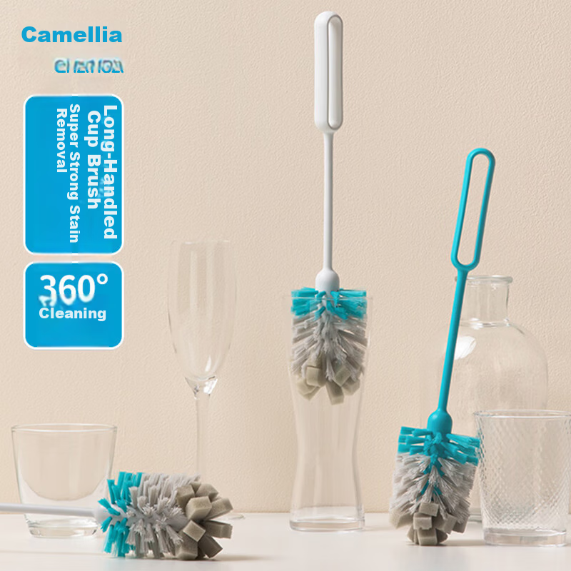 CHAHUA Long-handled Cup Brush, Nylon Sponge Double-effect Bottle Brush, Cup Cleaning Tool for Washing Water Cups