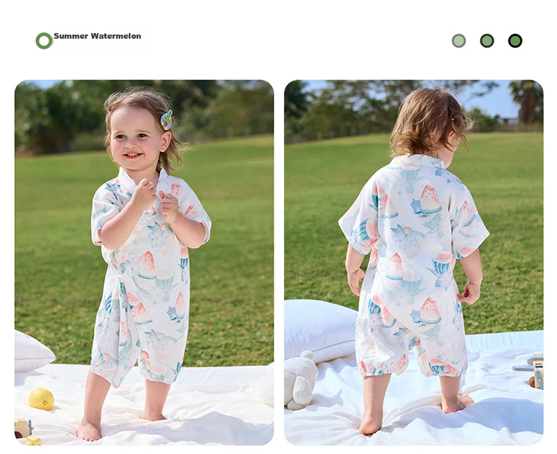 Betis Baby Clothes Summer Thin Newborn Short Sleeve Bamboo Cotton Gauze Romper Pajamas 23