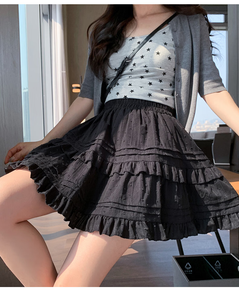 Langsha White Short Skirt for Women Spring Summer Slim Fit Patchwork Cute Anti-Exposure Ballet Style A-Line Puffy Cake Skirt 21
