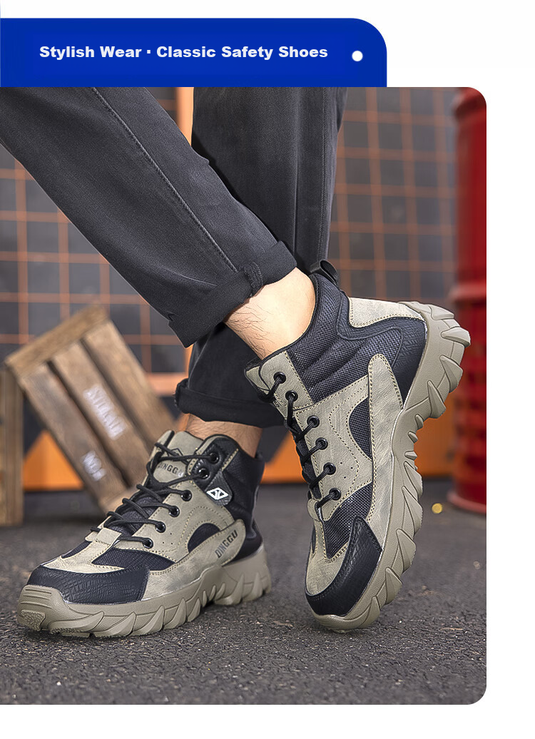 Dinggu Men's Four-Season Anti-Smash and Anti-Puncture Work Shoes High-Top Steel Toe Plush Safety Shoes 1279hui45 16