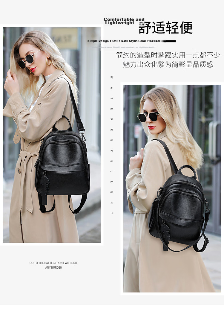 Viney Women's Leather Backpack Fashion Large Capacity Travel School Bag for Middle School Students Birthday Gift for Girlfriend 4