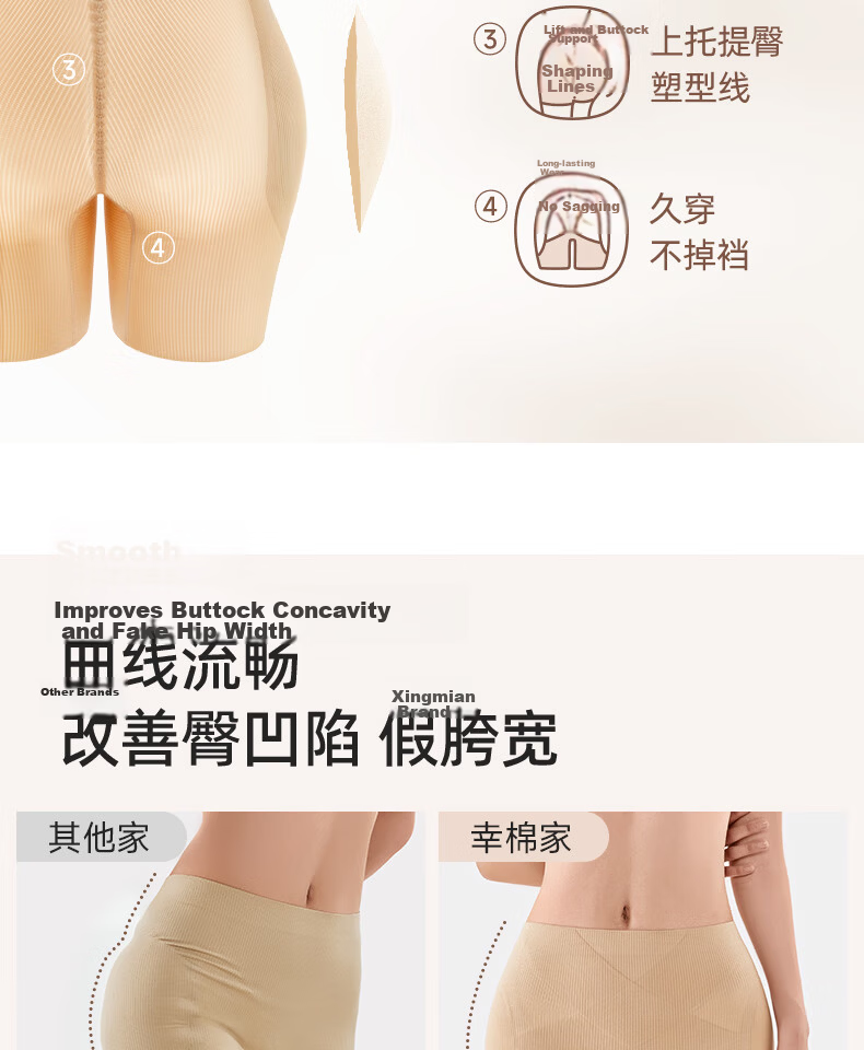 LUCKMEEY Hip-Lifting Seamless Wide Hip Fake Buttocks Shaping Slimming Thin Shapewear Panties 4