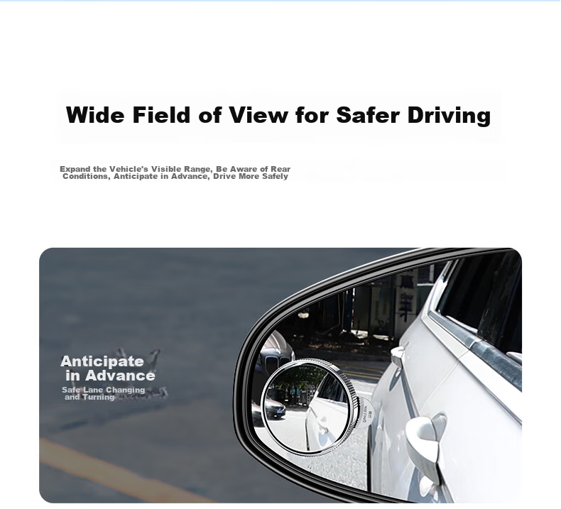 UGREEN Rearview Mirror Small Round Mirror, Car Reversing Mirror Auxiliary Mirror Wide-Angle Mirror Reflector Blind Spot Detector, Pack of 2 14