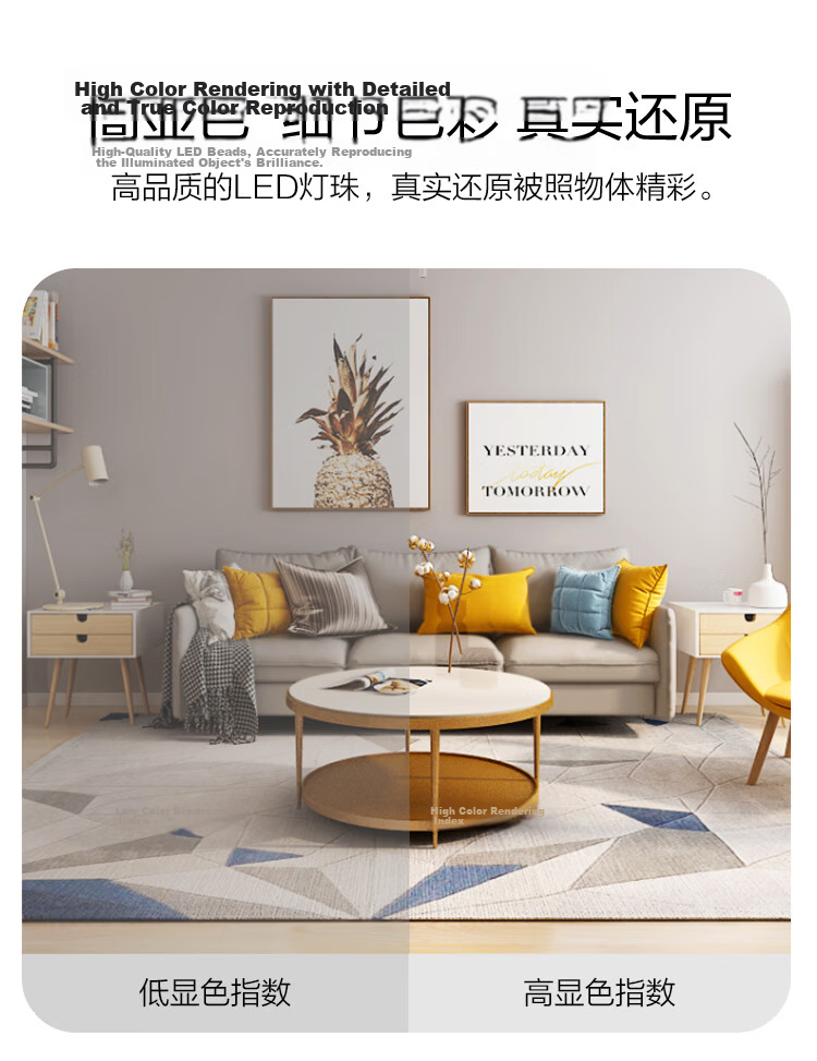 NVC LED Ceiling Light Gold Edge Starry Sky Full Spectrum Three-Color 48W for Bedroom and Dining Room 10