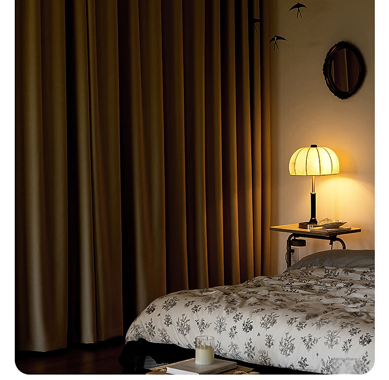 Mercury Home Textiles Blackout Curtains Bedroom Full Blackout Fabric Sunshade Soundproof Bay Window Cream Hook Style 2.2x2.7m 2 Pieces Beige 6