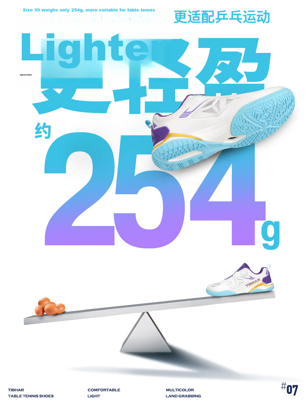 TIBHAR Table Tennis Shoes New Anti-Slip Sports Shoes Unisex Training Lightweight Breathable 02516 White/Blue Size 44 11