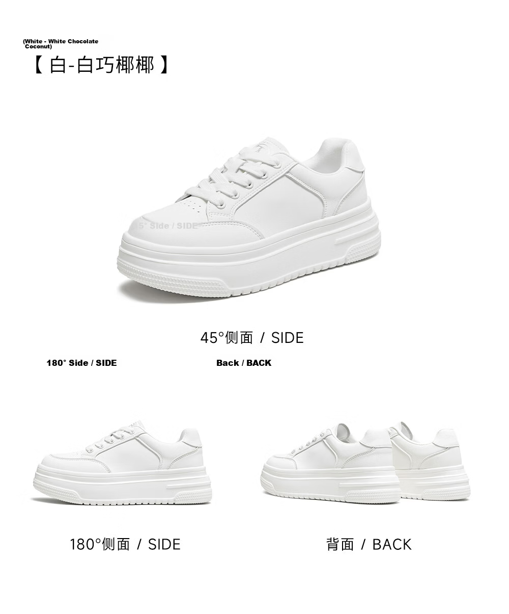 TATA TATA Sun Leyan Same Style White Whale Thick Sole Casual Sneakers Women Fleece Lined White AM6 Size 37 31
