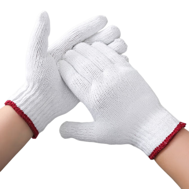 Ams Cotton Work Gloves, Anti-Slip, Thickened, Wear-Resistant, for Car Mechanics, Construction Workers, Bricklayers, Transporters, Agricultural Labor, Unisex White, 600G [Authentic Product], 12 Pairs