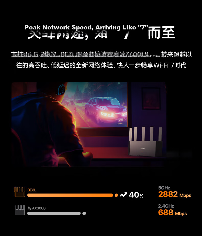 Tenda WiFi7 Cloud Sky BE3600 Home Gigabit Wall-Penetrating Router Signal Booster Whole-Home Mesh Network Amplifier BE3L 5