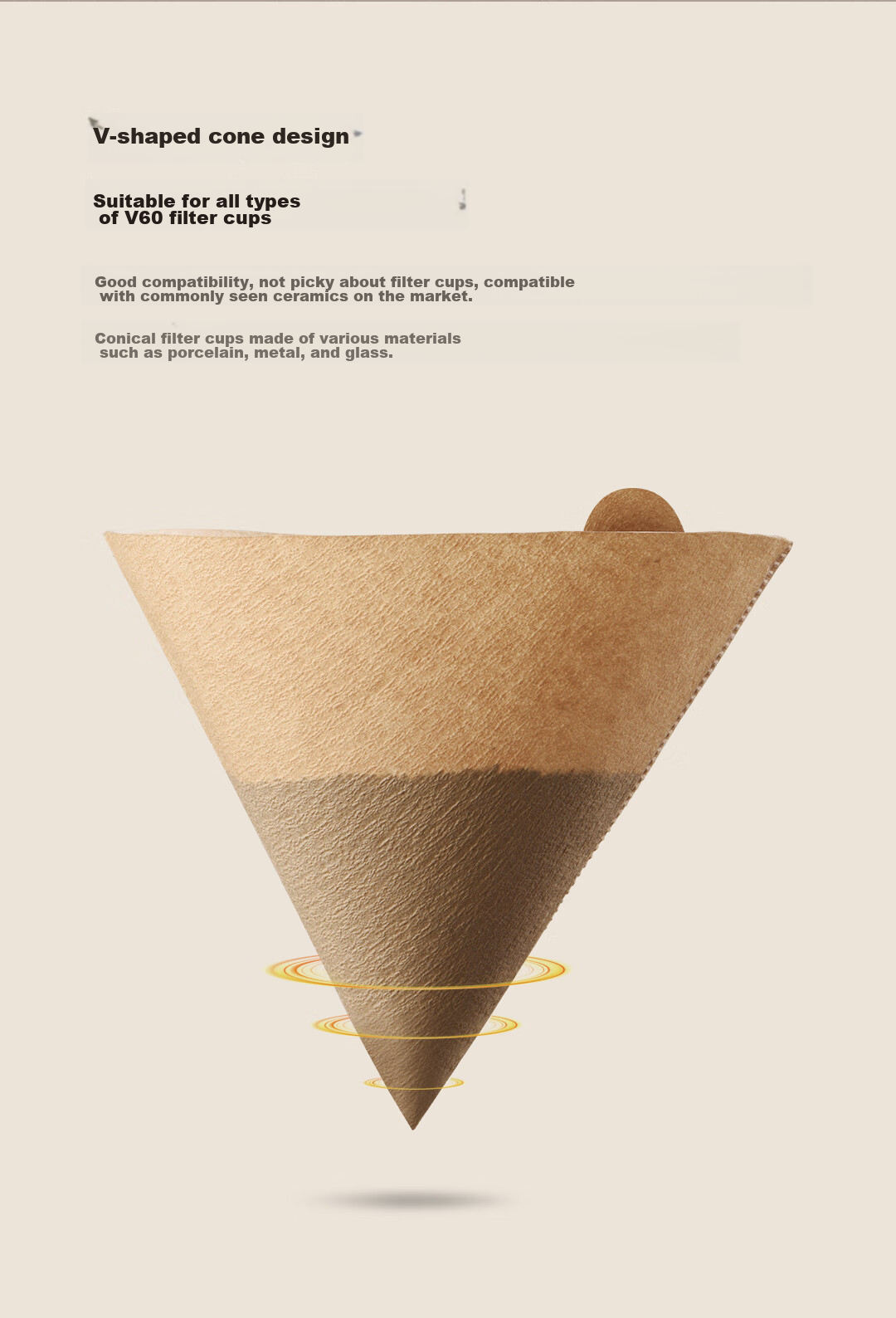 CLITON Fan-Shaped Coffee Filter Paper, Drip Coffee Pour-Over Filter, Cup Filter Paper for 2-4 Servings, 100 Sheets 4
