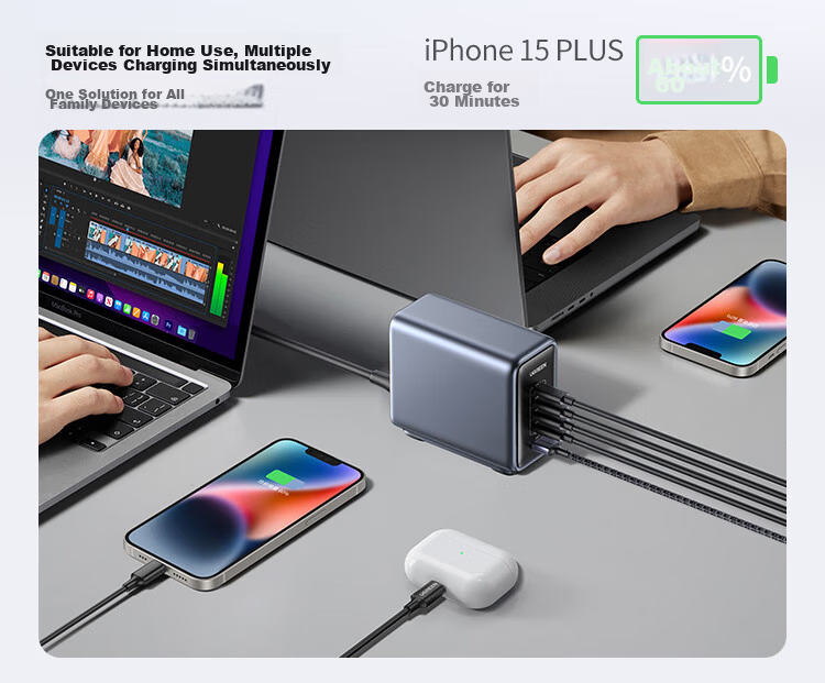 UGREEN 500W GaN Charger Desktop Charging Station, 240/140W/Type-C/PD/PPS Fast Charging Head, Suitable for Apple 18/17 MacBook Pro Laptops 20