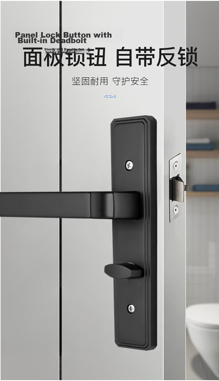 BLOSSOM W356 Bathroom Door Handle Lock Toilet Lock Aluminum Alloy Matte Black 110mm Center Distance Indoor Washroom Lock 5