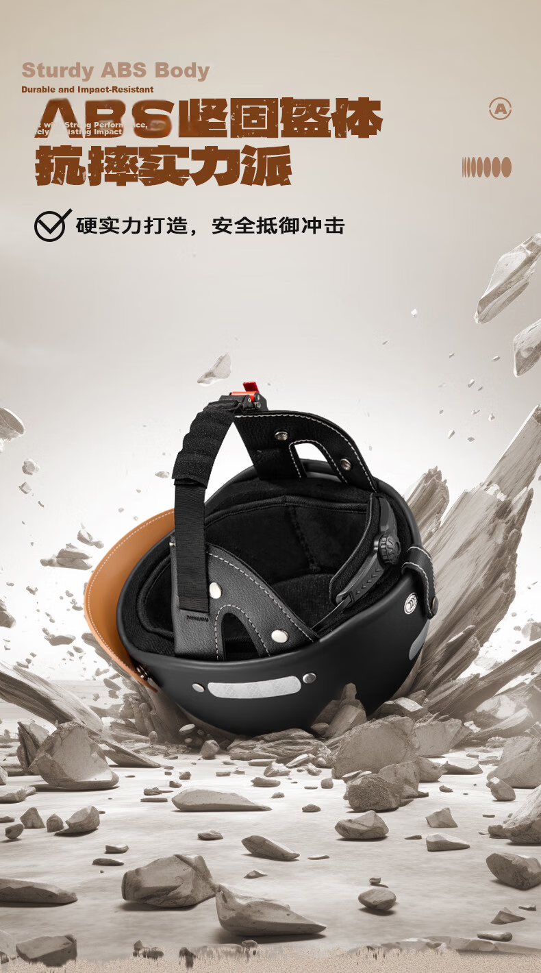 Adandyish Vintage Harley Half Helmet 3C Certified New National Standard Class A Four-Season Unisex Motorcycle Scooter Helmet Electric Motorcycle Safety Helmet Matte Black + Black Tea Visor 13