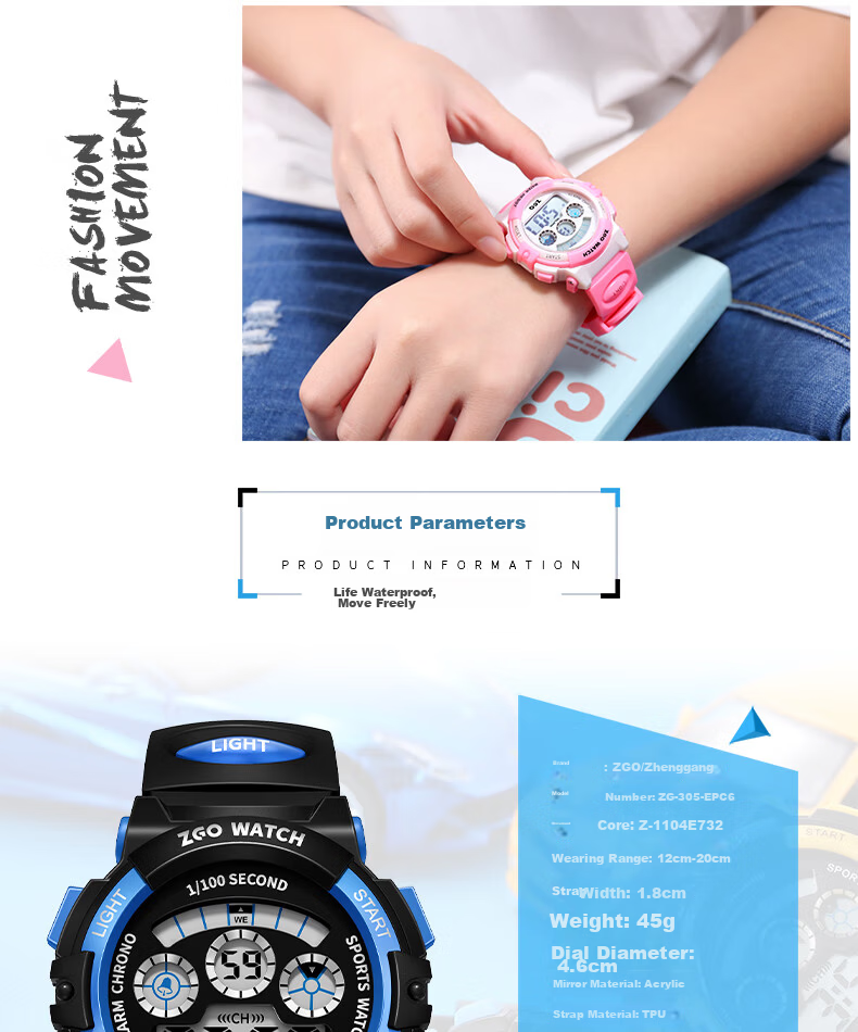 ZGO Electronic Men's Watch Waterproof Luminous Sports Watch for Boys Student Birthday Gift 305 Black Yellow 4