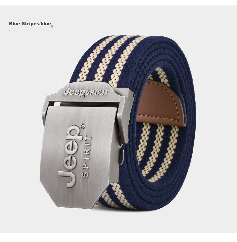 JEEP SPIRIT Men's Canvas Automatic Buckle Belt, Toothless, Simple Color-Block, Durable Military Training Waist Belt 11