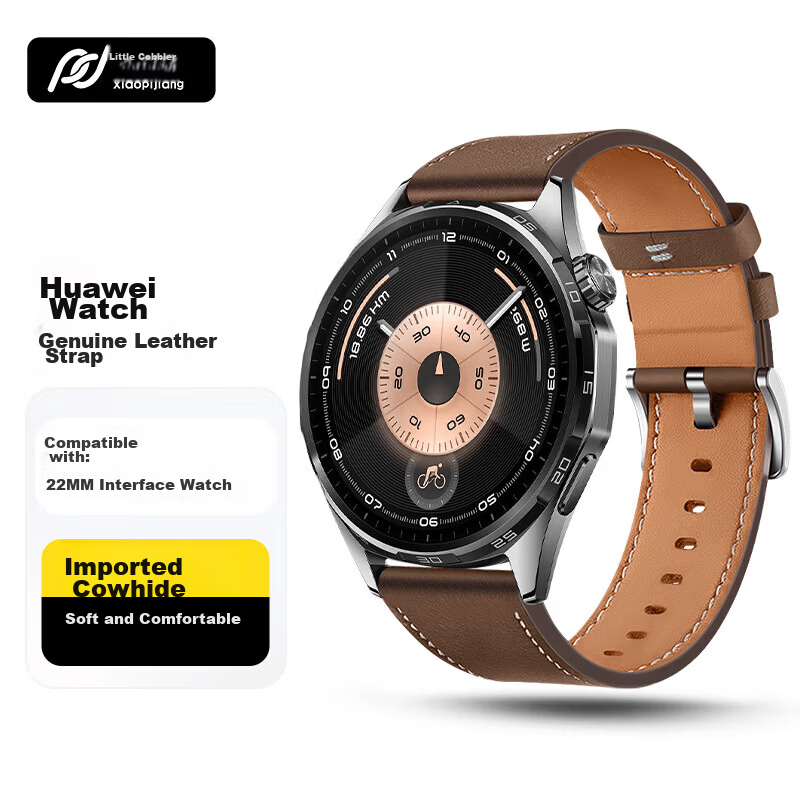 Xiaopijiang Genuine Leather Quick-Release Strap for Huawei Watch GT7/GT6/GT5/GT4/3/Pro and Watch5/Watch4Pro/3/2 with Button-Style Buckle