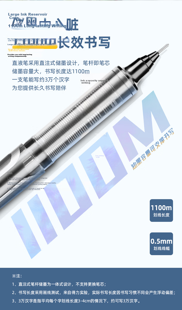 Deli S657 0.5mm Needle Tip Gel Pen Black 12pcs/Box Back-to-School Essential Student Office Rollerball Pen 8