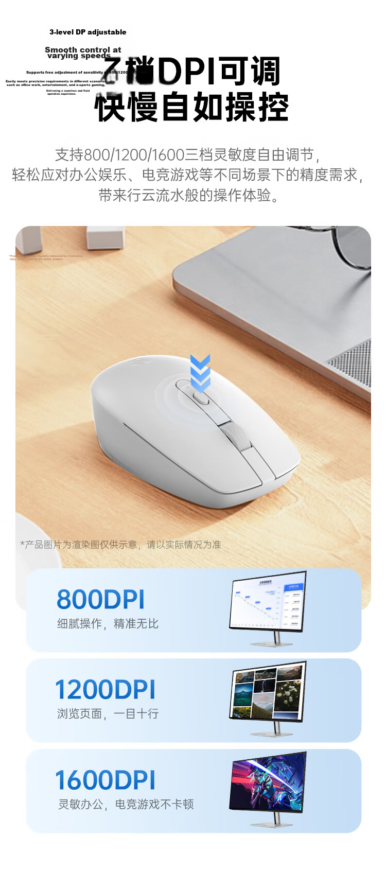 HP Silent Wireless Mouse Portable for Men and Women Home Business Office Dormitory 2.4G Wireless Black 6