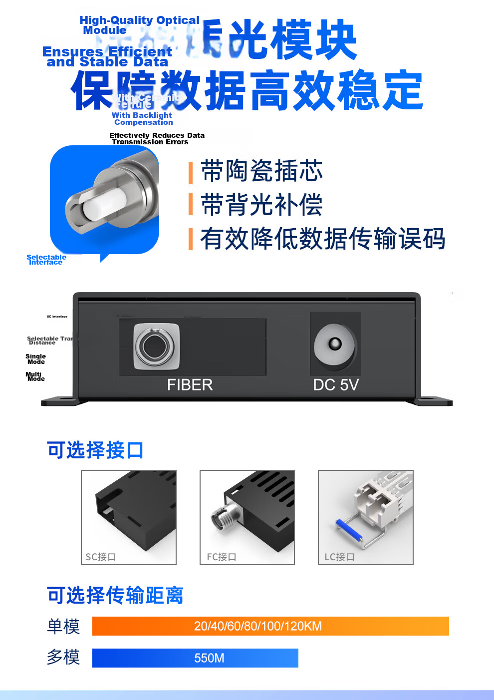 Huigu HDMI Optical Terminal, High-Definition Video Optical Terminal, HDMI Fiber Optic Extender, 1-Channel HDMI + Audio + Local Loop-Out, FC Interface, HG-811HD 9
