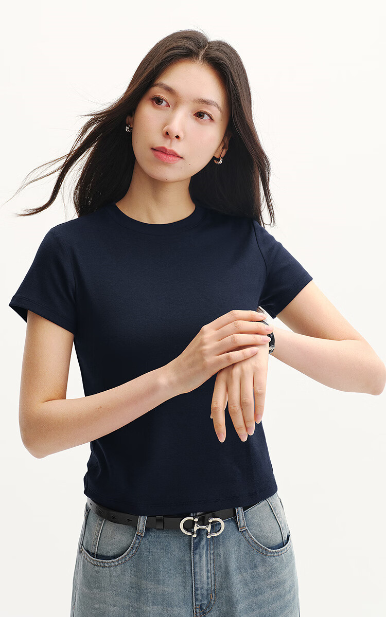Semir Cooling Short Sleeve T-Shirt Women Summer Slim Fit Regular Shoulder Crew Neck Top 2026 Pullover 109326100004 12