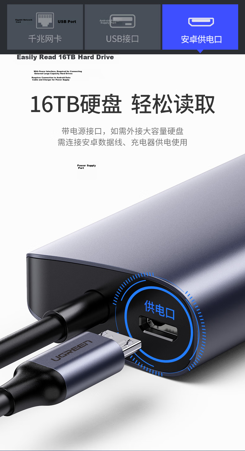 UGREEN Type-C to 2.5G Network Card Expansion Dock with Ethernet Port, USB3.2 Expansion Dock, RJ45 Network Cable Adapter, Compatible with MacBook And Apple Computers, Interface Converter for Laptops 7