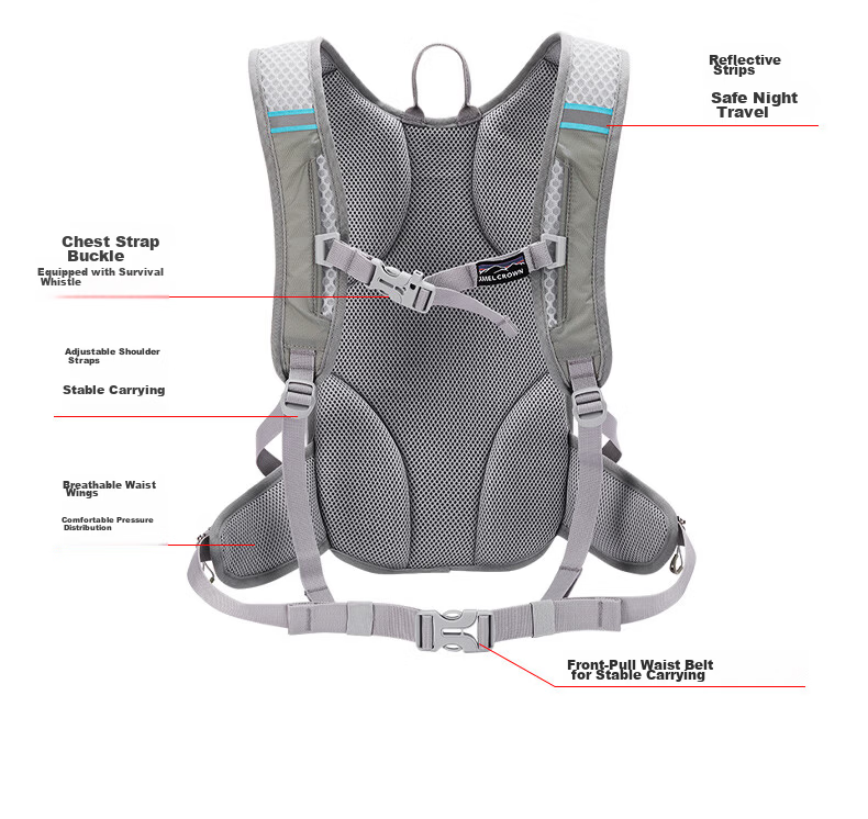 CAMEL Outdoor Hiking Backpack, Lightweight Running Sports Bag for Men And Women, Trail Running Cycling Travel Backpack, 1152253010C Gray 19