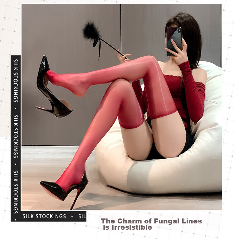 LangSha Silk Stockings for Women, Long Tube Horse Oil Socks, Sexy Intimate Shiny Thigh Socks, Ultra-Thin Black Silk Seamless Over-Knee Stockings 3