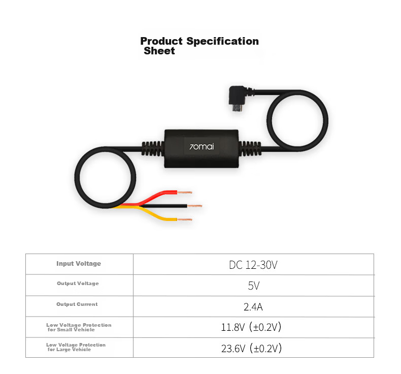 70Mai, Parking Monitoring Cable, Low Voltage Protection [Suitable for M310/M800/A810/A510 Series And X800] 7