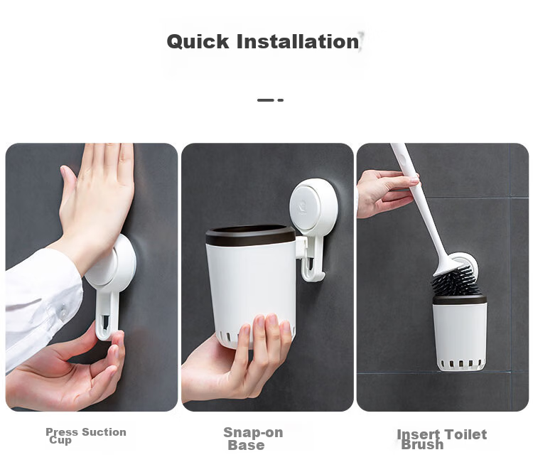JD Original Silicone Toilet Brush Set, Bathroom Cleaning Brush, Long Handle, Bathroom Cleaner, No Dead Angle, Storage Rack, Wall-Mounted 11