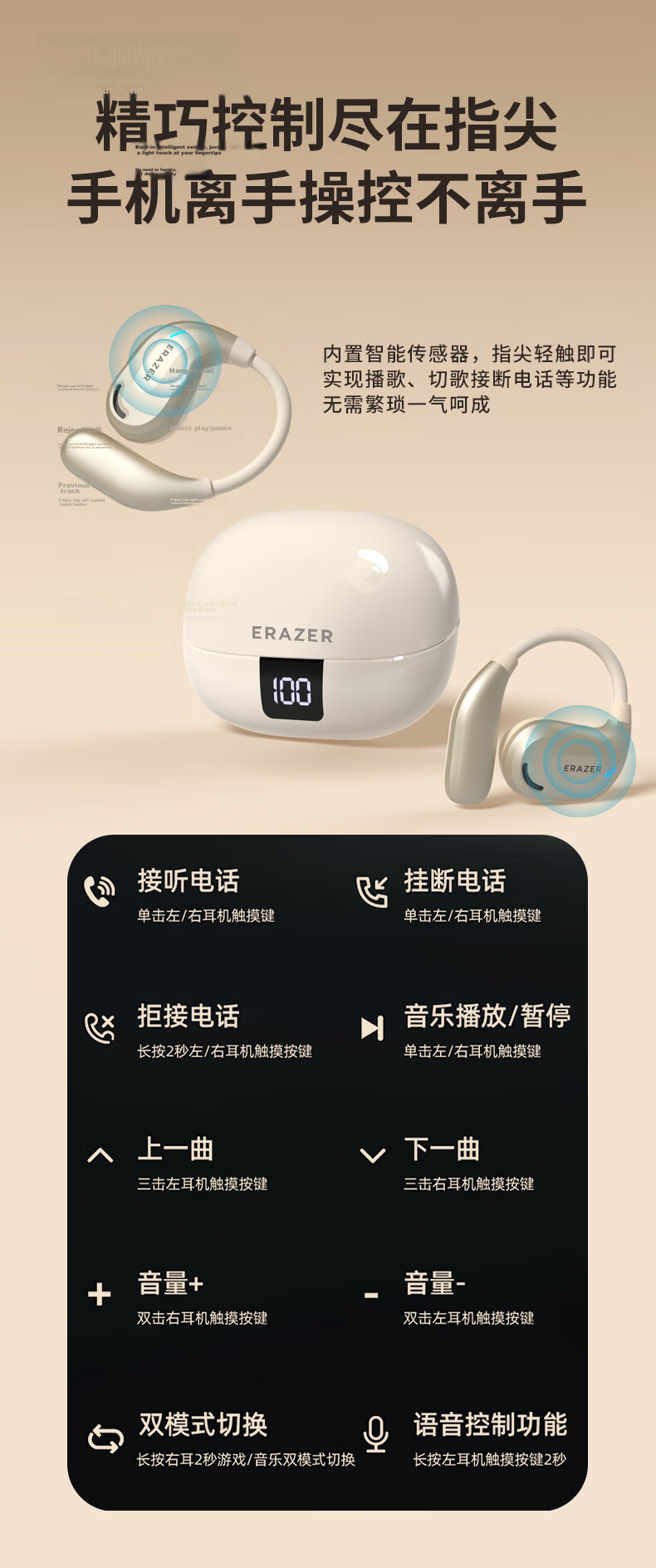 Lenovo Invests in Brand Yinengzhe LED Digital Bone Conduction Concept Headphones, Open-Style Sports Long Battery Life Directional Sound Transmission ENC HD Calling, Digital Display Power Level | Iron Gray 13