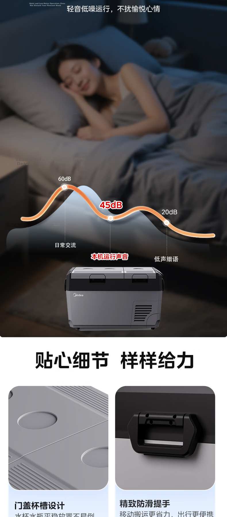 Midea Car Refrigerator, 54L Compressor, for Car And Home Use, Suitable for Trucks, Cars, Offices, Outdoor Travel, Fridge-Freezer Combinatio 13