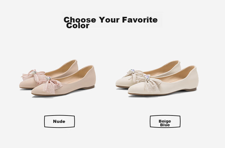 HLA French Style Flat Shoes for Women Bow Fairy Shoes Comfortable Commuter Shoes HDADXW1DEN025 Nude 39 5