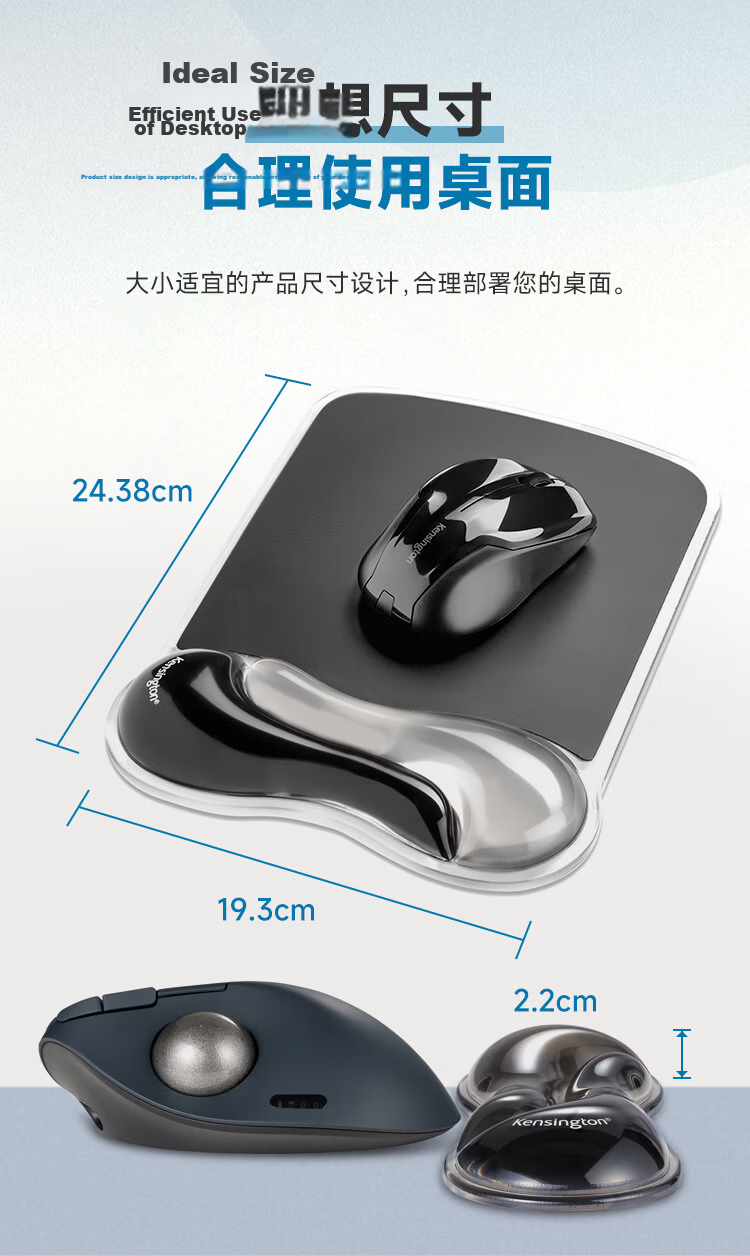 Kensington Wrist Rest Mouse Pad Comfortable Ergonomic Mouse Pad Wrist Support for Home Office Gaming K62395 Black Gray Keyboard Wrist Pad 9