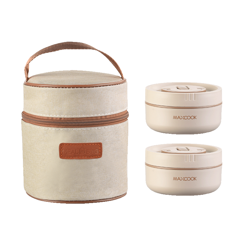 MAXCOOK Insulated Lunch Box 316L Stainless Steel Microwaveable Bento Box with Bag MCFT4435 for Students and Office Workers