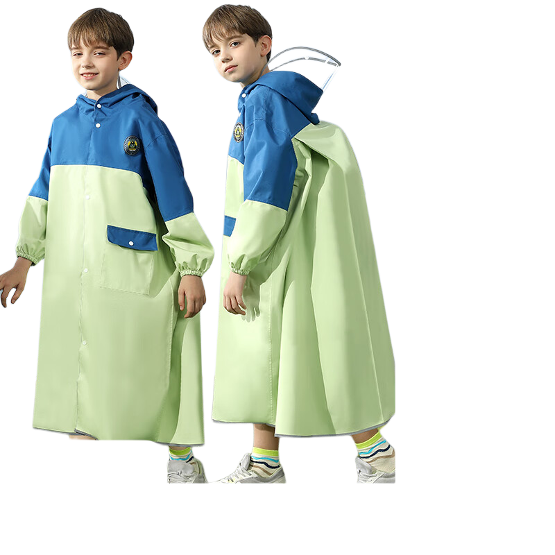 Moremerry Children's Raincoat for Boys And Girls with Backpack Space, Waterproof And Breathable, Stylish Rain Poncho for School, Apple Green, 2XL