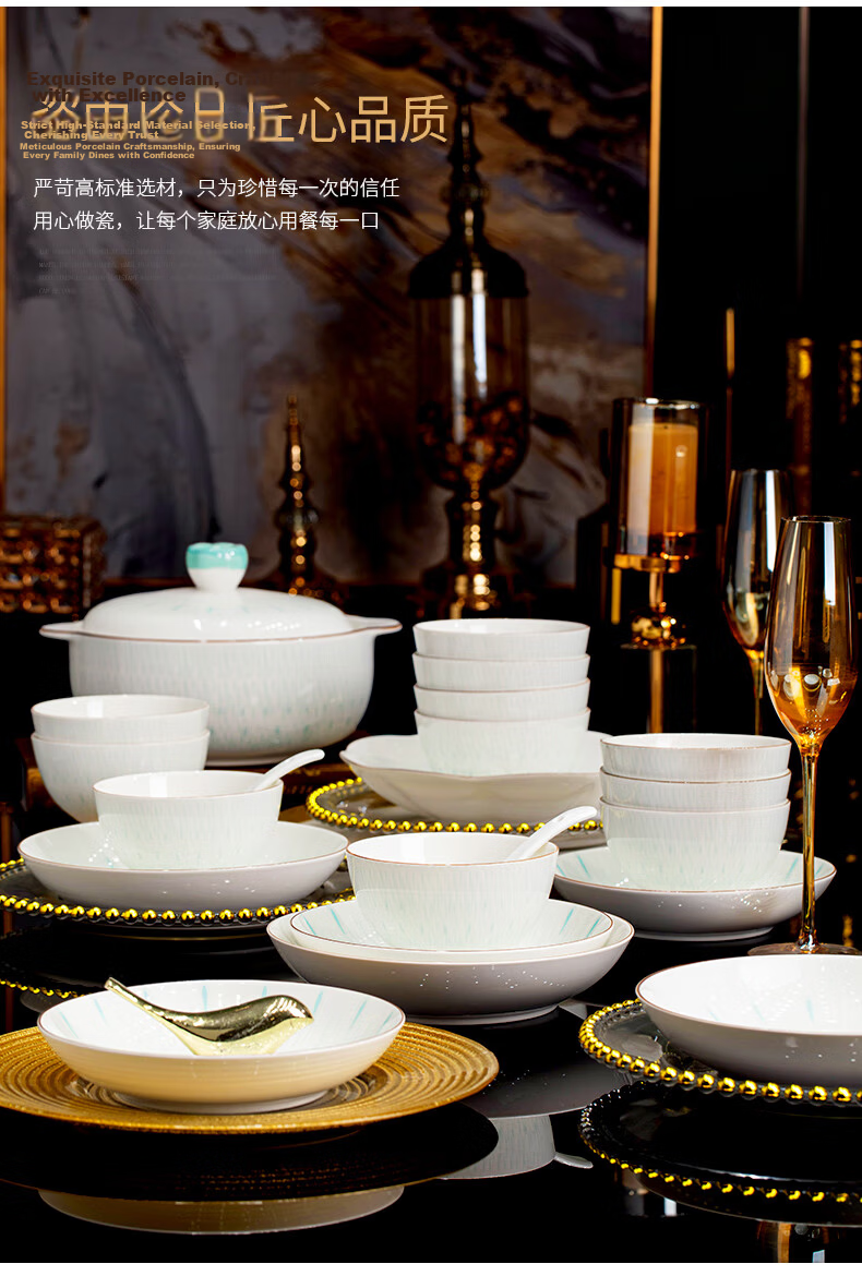 Yichen Underglaze Porcelain Tableware 4.5-inch European Style Footed Rice Bowl Soup Bowl for Home Use 16
