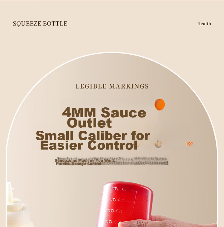 Baijie Squeeze Bottle Set of 2 - Kitchen Condiment Bottles for Tomato Salad, Sauce, Barbecue Oil And Seasoning 8