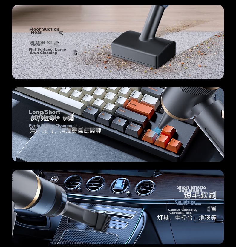WITGOER Handheld Car Vacuum Cleaner, Powerful Cordless Mini Desktop Pencil-Shaped Vacuum for Car, Bed, Table, High Suction Power, Portable Dust Blower for Car Interior Cleaning 30