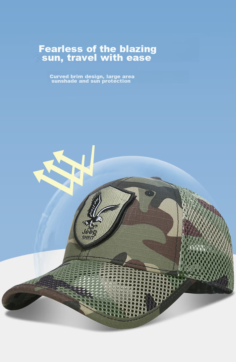 JEEP Men's Summer Mesh Baseball Cap Outdoor Sunshade Casual Sports Hat A0610 6