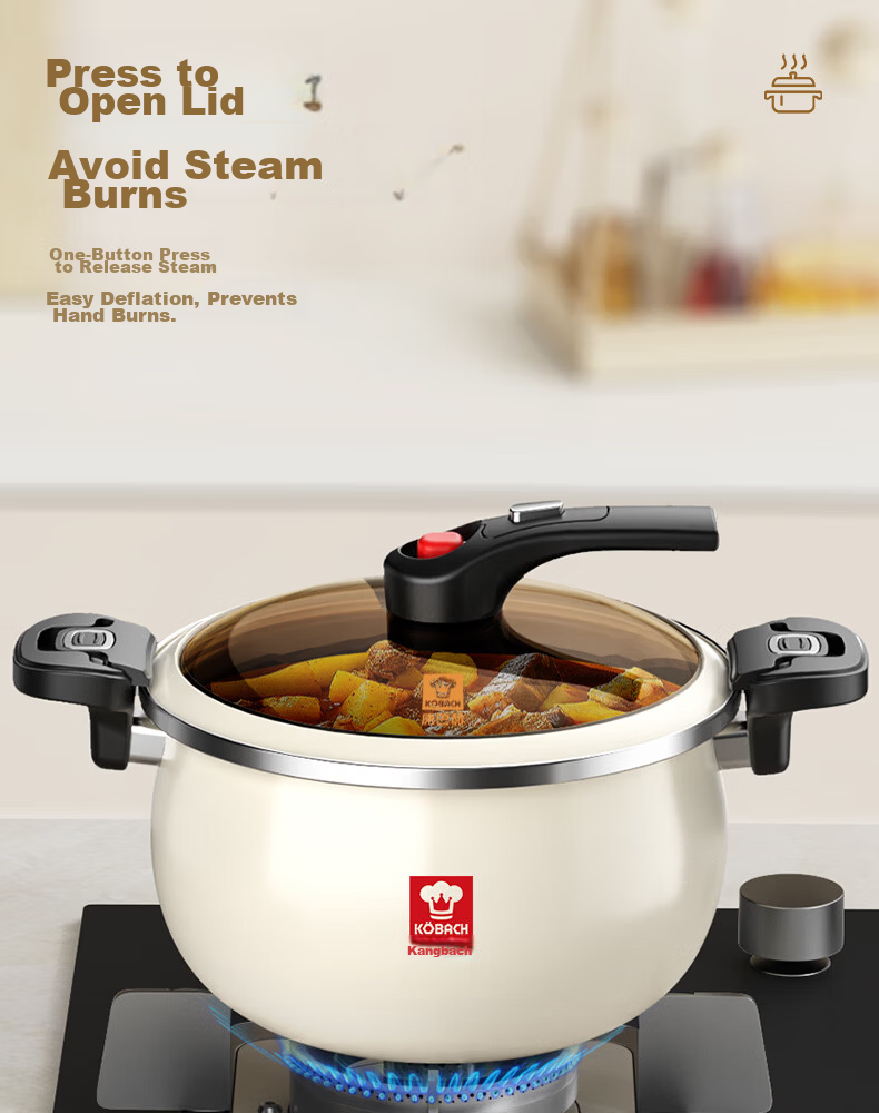 KOBACH Enamel Soup Pot Micro Pressure Enameled Cast Iron Non-Stick Stew Pot Compatible with Induction Cooker and Gas Stove 11