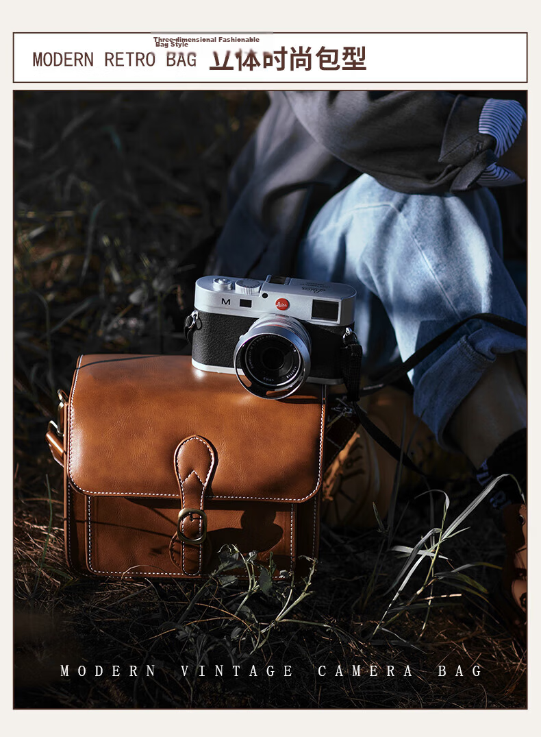 CWATCUN Kaden Single Shoulder Camera Bag Vintage Crossbody Handheld Handmade Commuter Bag for Mirrorless and DSLR Cameras 8
