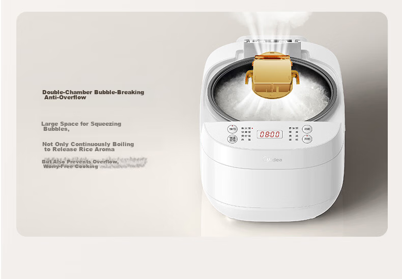 Midea Rice Cooker for 3-4 People, 4L Large Capacity, 20-Minute Quick Cooking, Multifunctional, Micro-Pressure, Smart Reservation, Model MB-RE418 13
