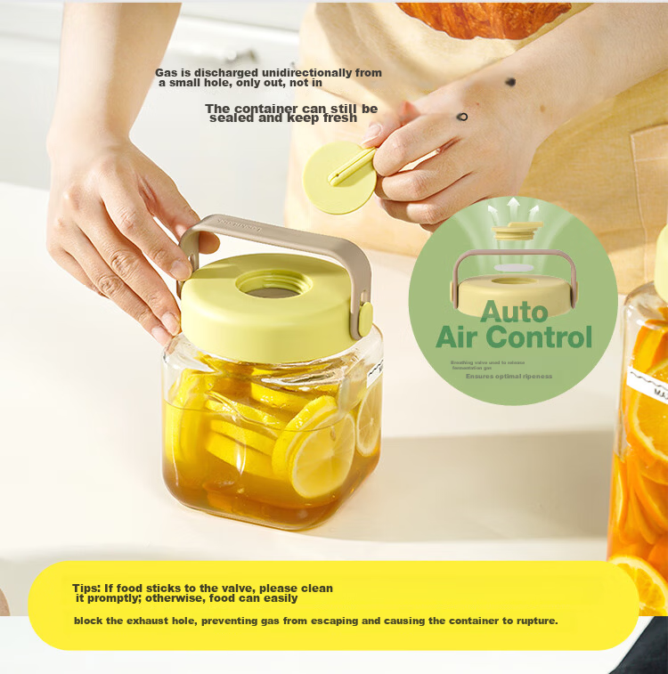 LOCK&LOCK Breathable Fermentation Glass Storage Jar 1L Green for Wine, Laba Garlic, Jam, Pickles Sealed Container 4