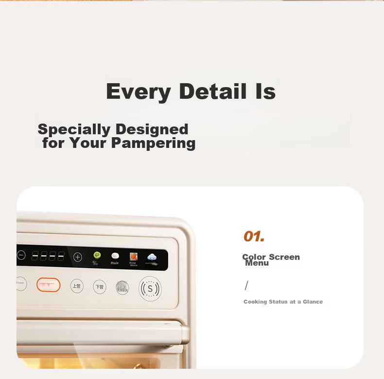 SUPOR Home Multi-Function 15L Air Fryer Oven Potato Maker, Hot Air Circulation with Independent Upper And Lower Temperature Control, Low-Fat Baking with Built-In Light OJ15AK811 20