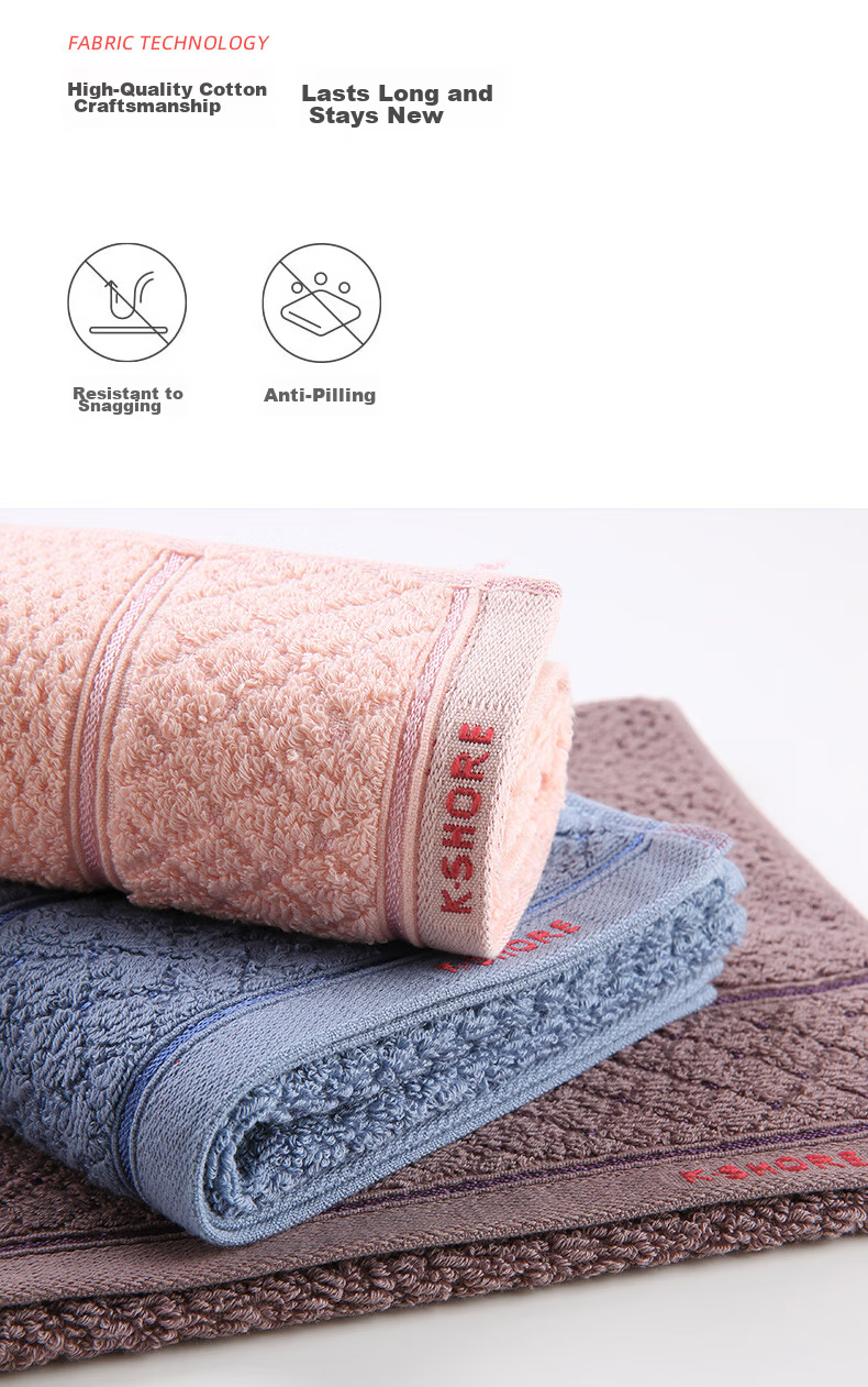 KING SHORE Towels, Antibacterial Xinjiang Cotton Pure Cotton Anti-Mite Face Towels, 3 Pieces, Orange/gray/yellow, 70*34cm, 100g/piece 6
