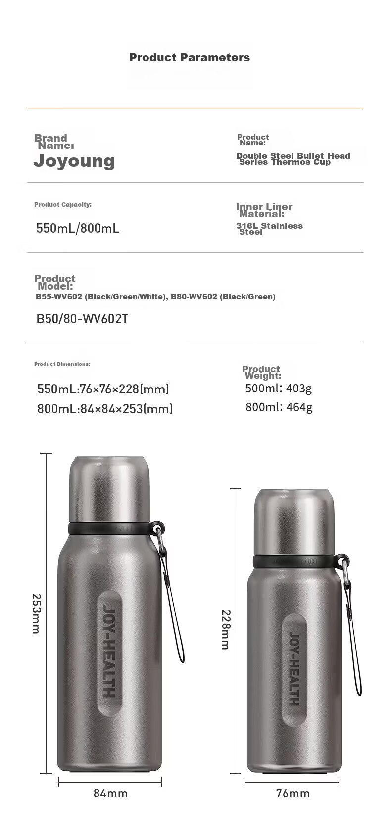 Joyoung Vacuum Insulated Travel Mug 316L Stainless Steel Ceramic Liner Pure Titanium Filter Large Capacity 23