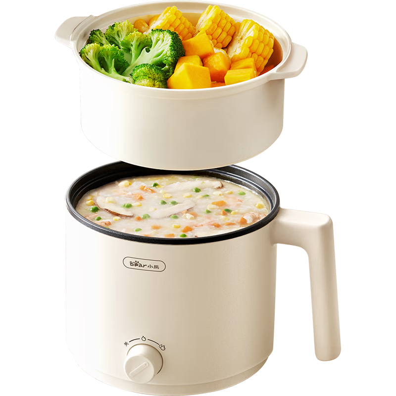 Bear Electric Cooking Pot Dormitory Small Electric Pot Instant Noodle Hot Pot Electric Steamer Multi-Functional Electric Cooker 1.7L Steaming Basket DRG-E17D2