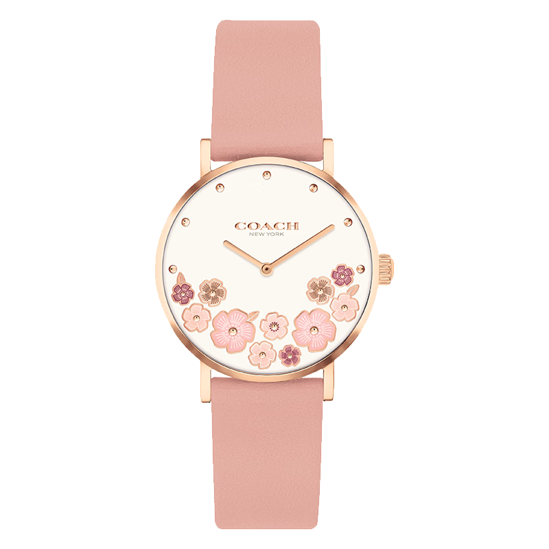 COACH PERRY Series Tea Rose Leather Strap Quartz Women's Watch 14503769 Recommended by Kong Xueer Gift
